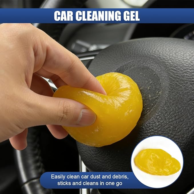 Craedli 2PCS Car Cleaning Gel, Universal Dust Cleaning Putty Gel Car Interior Cleaner Slime, Reusable Jelly Cleaner Auto Detailing Tool for Air Vents, Cup Holders & Keyboards, Clean Supplies (Yellow)
