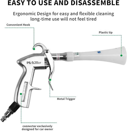 GOCCIDA Tornado Dry Cleaning Gun with Brass Adjustable Air Flow Nozzle,Air Blower Gun Quickly Blasts Dirt and Dust from Surface Works with Air Compressor