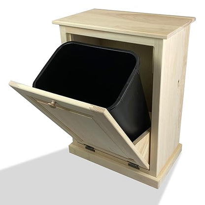Peaceful Classics Tilt Out Trash Cabinet Without Drawer - Wooden Pull Out Cabinet, Decorative Trash Bin Cabinet for Kitchen, Bedroom, & Home Patio, Tilt Out Laundry Hamper Cabinet - Unfinished