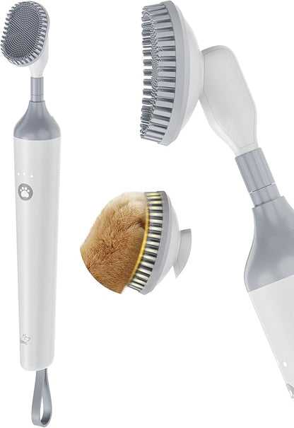 Electric Dog Paw Cleaner, Rechargeable Paw Scrubber with LED Light & 3 Speeds, Curved Arc Design for Paw Shape, Deep Mud & Dirt Remover for Dogs & Cats