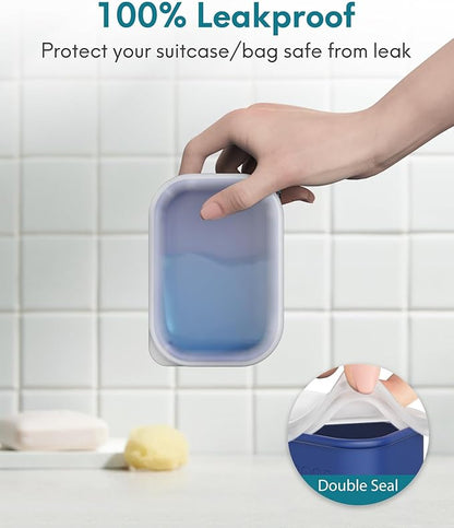 Quatish Large Leakproof Travel Soap Case, Solid Shampoo Bar Holder, Silicone Soap Box with Draining Layer, Enhanced Soap Container, Suitable for Camping, Gym, Bathroom, Outdoor Essentials, Blue