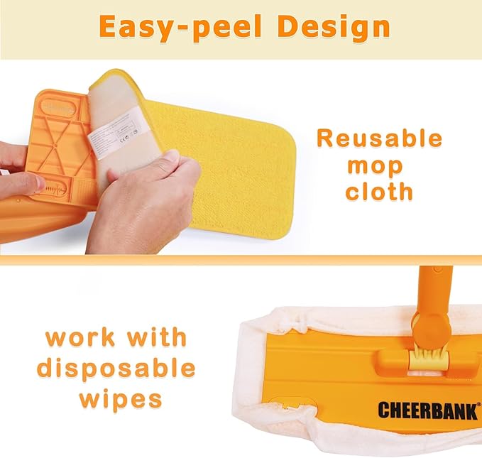 2PACK Toddlers Spray Mop (Real Works), No Batteries, Endless Fun| Kids Cleaning Set, Mini Mop for Age 2-5 Year| Montessori Toy Gifts for Baby Boys Girls, Fine Motor Skill (4 Washable Pads)