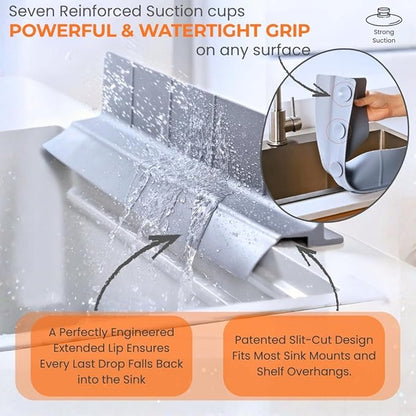 Extra Wide Silicone Sink Splash Guard 18” – Bright Gray- Small