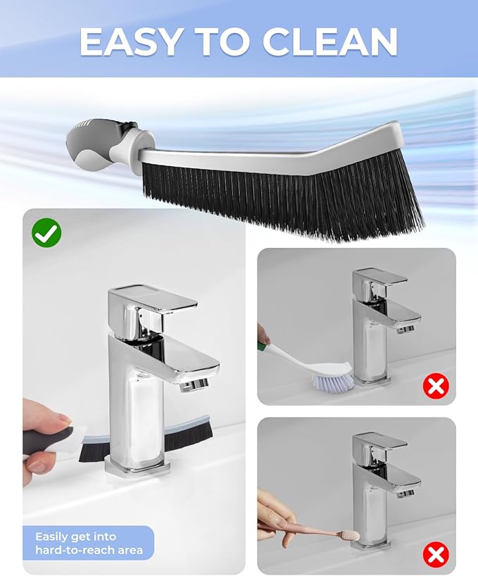 Cleangor Crevice Cleaning Brushes, Scrub Brush for Hard to Reach Small Space, Home Essentials, Cleaning Supplies, Cleaning Tools for Household Use, Bathroom, Shower, Kitchen, Toilet, Window (3, Green)