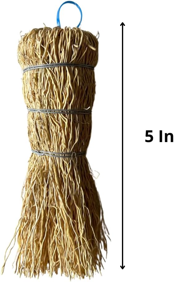 Set of 3 Natural Fiber Dish Brush Cleaners - Mexican Escobeta de Raiz Natural 5" with Hangers - Sustainable Kitchen Cleaning Scrubber Brushes for Pots, Sinks, and Pans - Yellow Cepillo Limpia Trastes