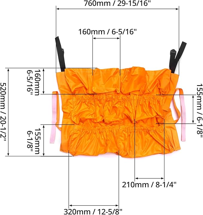 QWORK Trash Can Caddy Bag, 2 Pack 10 Pockets Commercial Cleaning Caddy Bag, Fit 32-50 Gallon Can, Round Trash Bag Holder, Garbage Bin Caddy Organizer, Yellow