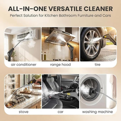 2500W Handheld Steam Cleaner for Home: High Temperature Pressurized Steamer with 6 Adjustable Levels for Cleaning - Portable Multi-Surface Steam Cleaning Machine for Kitchen, Furniture (black)