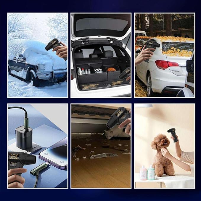 Ac-27 Air Duster, 2025 Upgraded Ac-27 Turbo Fan with Led Light,130000rpm Electric Air Duster,Rechargeable Cordless High-Speed Ac-27 Duster,120w High Power Air Duster for Computer Outdoor