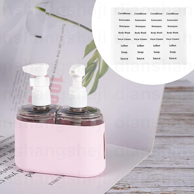 Yamadura Travel bottles for Toiletries, TSA Approved Travel Containers, Refillable, Portable, Spray Bottles and Pump Bottles with Labels for Creams, Perfumes and Shampoos (Pink)