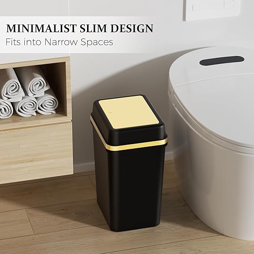 3 Pack Bathroom Trash Can with Lid 4 Gallon Small Trash Can with Press Top Lid Bathroom Garbage Can with 150 Counts Trash Bags for Kitchen Bedroom Office(Black Navy Blue Dark Green)