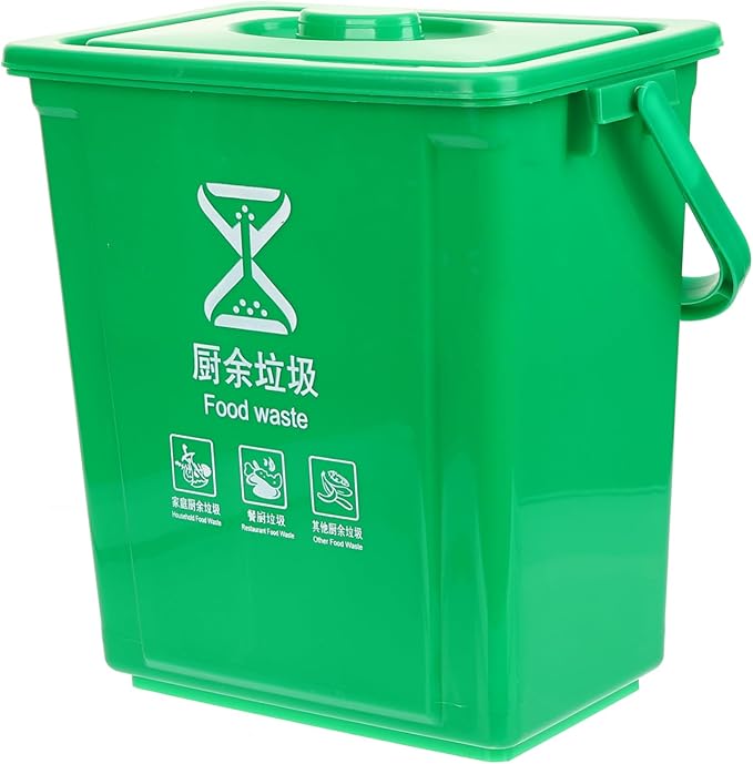 MAGICLULU Sturdy Handle Garbage Can Kitchen Compost Bin Lid Outdoor Compost Bucket Indoor Waste Bin