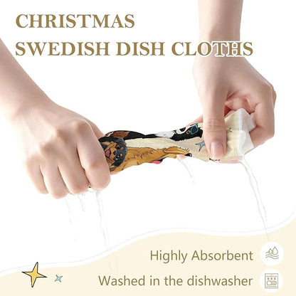 Mixed Dog Swedish Kitchen Dishcloths Dish Towels 6 Pack, Dogs Dish Towels for Kitchen, Swedish Dishcloth with Dogs Cute, Paper Towels Reusable, Dish Cloth Towel Cleaning Wipe for Home Party
