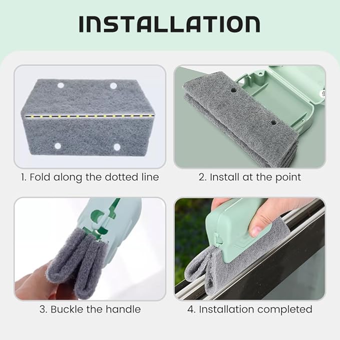 Magic Track Cleaner Groove Cleaning Brush Set Handheld Tool for Window Slides Gaps Tile Lines All Purpose (Gray)