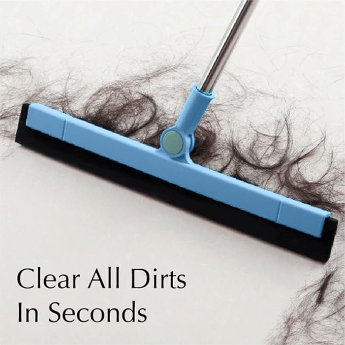 33.5in Rubber Squeegee with Long Handle for Bathroom Tile, Household Floor Squeegee Broom for Shower Bathroom Kitchen Home Tile Pet Hair Fur Floor Marble Glass Window