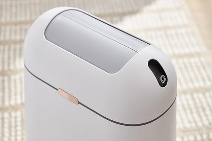 ELPHECO Bathroom Trash Can, 2.5 Gallon Motion Sensor Waterproof Trash Bin with Butterfly lid, Bathroom Decor Waste Basket Garbage Bin for Bedroom Kitchen and Office use, White with Golden Button