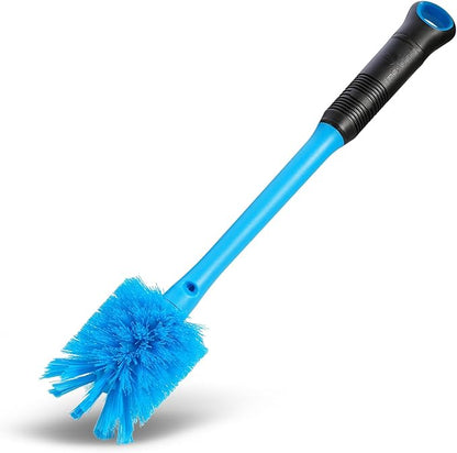 MOSOLAN 2-in-1 Water Bottle Brush and Straw Cleaner Brush, Long Handle Scrub Brush with Replaceable Head for Water Bottles, Glasswares, Mugs, Flasks, Tumblers, Vases, and Kitchen Sink, Breezy Blue