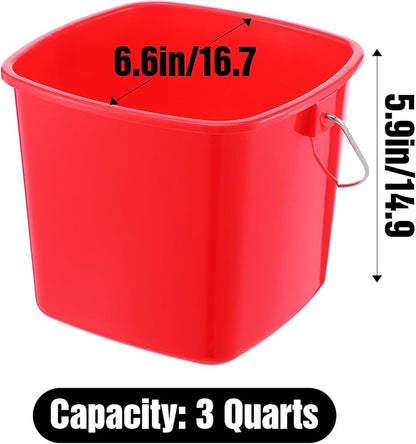 4 Pack Small Cleaning Pail, Square Detergent Bucket with Spout and Handle for Home, Offices, School, Commercial Use