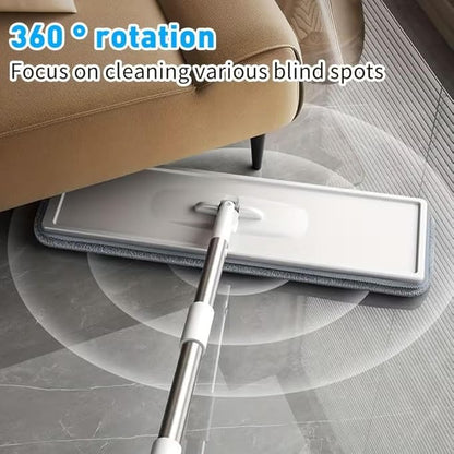 Mop and Bucket with Wringer Set, 4 Washable Microfiber Pads Included, Hands Free Flat Floor Mop and Bucket, Wet and Dry Use, Home Cleaning System for All Floor Types and Windows
