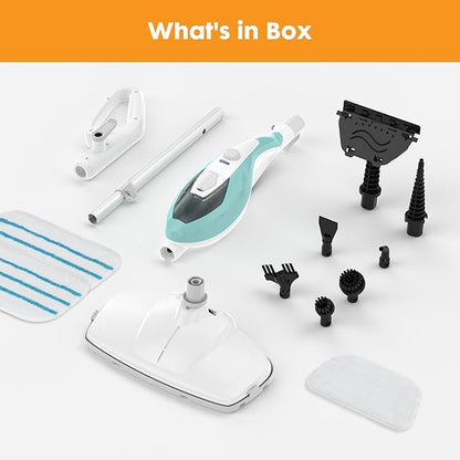 14-in-1 Steam Mop, 1550W Detachable Handheld Steam Cleaner for Floor Cleaning, 16.4 FT Cord, 2 Washable Pads, Multi-Purpose Floor Steamer for Hardwood, Carpet, Tile, Grout