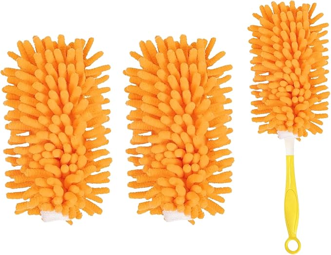 Reusable Duster Pads Compatible with Swiffer Hand Duster, 360 Duster Refill, Dusters Heavy Duty Refills, Microfiber Dusters Refills for Cleaning, Office, Ceiling Fan, 2 Pack (Handle is Not Included)