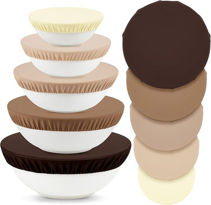 5 Pcs Beeswax Bowl Covers Reusable for Bread Proofing 5 Size Beeswax Elastic Cotton Bowl Covers for Fruits Food Storage(Brown)