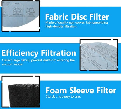 XSPANDER 8x Filters 90107/90137 and 4x Foam Sleeve 90585 & 6x Retaining Bands Fit for shop vac mini 1 gallon: 2011600(2E200); 1x1 vac: 2010100; Fit for Shop vac hang up (2015 Model)（18 Pieces)