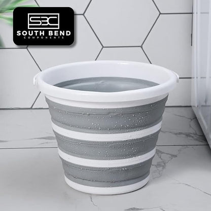 South Bend Components 2.6 Gallons Collapsible Bucket with Handle, Space Saving Design Portable Foldable Water Pail for Indoor/Outdoor, Mop, Boating, Camping, and Fishing (2-Pack)
