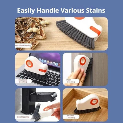 2-in-1 Groove Cleaning Brush, Window Track Cleaning Tool with Hard Bristle and Built-in Scraper, Multifunctional Crevice Brush for Sliding Door Track, Window Sill, and Frame