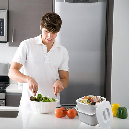 4-Liter Kitchen Compost Bin with Handles for Countertop Food Scrap Collection.White-4L-US