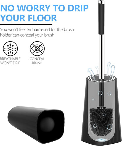 SetSail Toilet Brush, Compact Size Toilet Bowl Brush and Holder Toilet Brushes for Bathroom with Stainless Steel Handle Toilet Cleaner Brush with Durable Scrubbing Bristles, 3 Packs