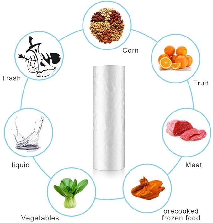 RBHK 16" X 20" Plastic Produce Bags on a Roll, Food Storage Clear Bags, Trash Bags, One Roll 350 Bags