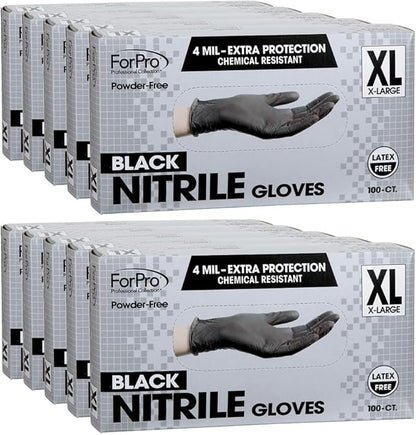 ForPro Disposable Nitrile Gloves, Chemical Resistant, Powder-Free, Latex-Free, Non-Sterile, Food Safe, 4 Mil
