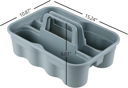 6-Pack Plastic Cleaning Storage Caddy, Cleaning Supply Carry Caddy, Gray