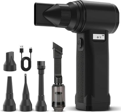 Electric Compressed Air Duster, 300,000RPM Cordless Air Blower for Dust Removal, Duster/Vacuum 2-in-1 with 10 Speeds, 20000mAh Rechargeable & 4 Nozzles Dust Blower for PC, Keyboard, Car, Outdoor