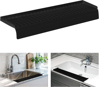 Sink Edge Protector with Suction Cup, 24" x 4", Silicone Sink Splash Guard for Kitchen & Bathroom, Protect Countertop from Scratches, Stains, for Stainless Steel Granite Quartz