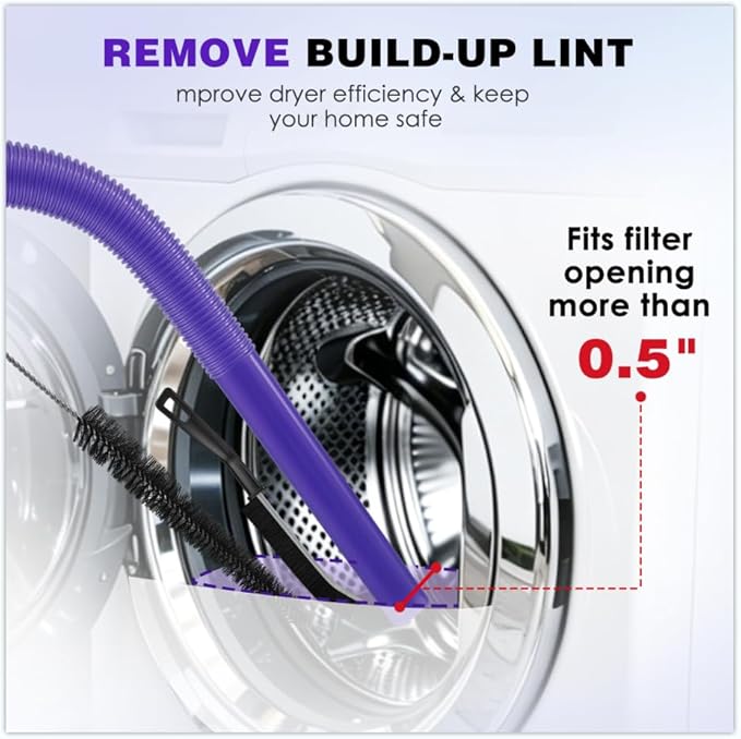 Dryer Vent Cleaner Kit for Dyson V15 V12 V11 V10 V9 V8 V7, Hose Attachment Flexible Crevice Drum Lint Brush Trap Cleaning Tool Kit, 4 Piece