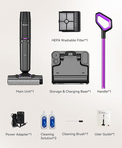 Wet Dry Vacuum Cleaner 16,000Pa,50Mins Runtime Cleaning Area 3,013 ft²,Cordless Vacuum Cleaner, Cordless Vacuum and Mop All in One,for Hard Floors Sticky Messes and Pet Hair,H15 Set