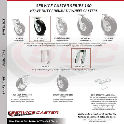 Service Caster RUB-SCC-100S280-PNB-2-R280-2 4436M1 FG4436M10000 Rubbermaid Replacement Caster Kit