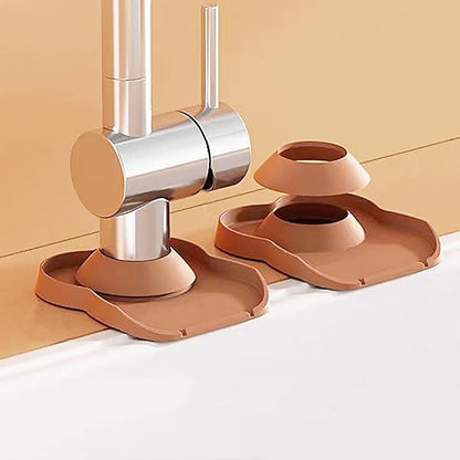 Silicone Faucet Mat for Kitchen Tap Compact Sink Splash Guard Protectors Behind Draining,Brown 2PCS