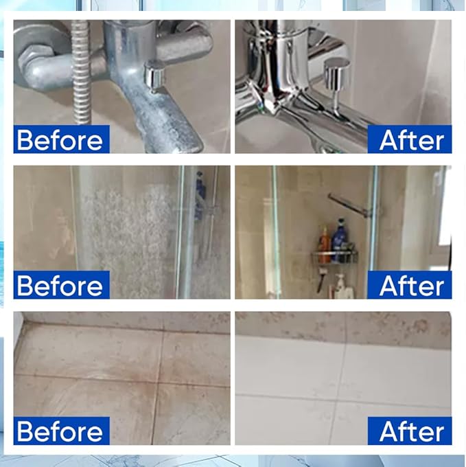 Bathroom Descaler Foam Cleaner 2025|Powerful Cleaner Spray for Shower,Bathtub,Glass,Faucet,Tile,Toilet|Strong Cleaning for Stubborn Stains&Limescale Removal with 2 Microfiber Cloths (1 PC-2oz)