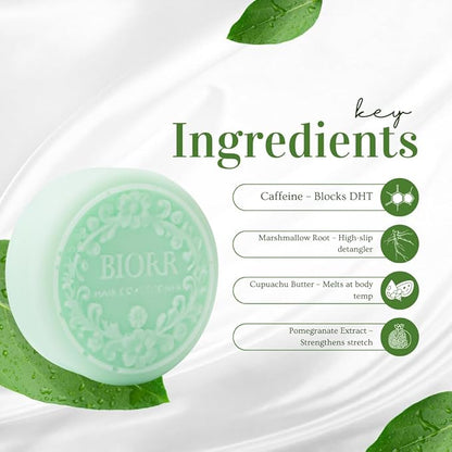 BIORR Castor Oil Conditioner Bar for Hair Growth & Strength | Oat Protein, Murumuru & Coconut – pH-Balanced, Vegan, Frizz Control & Deep Nourishing – Plastic-Free Luxe Bar | 80+ Washes