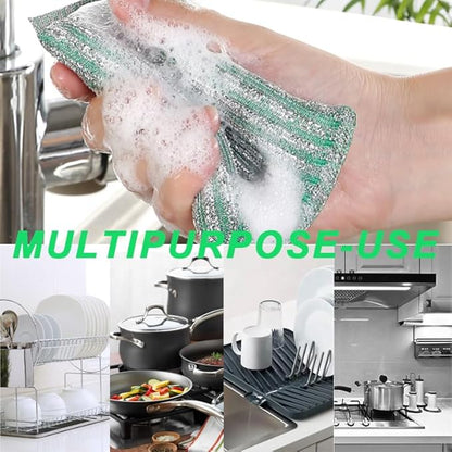 Swift-Scrub Non-Scratch Wire Steel Scrubber for Sustainable Cleaning of Utensils, Dishes, Counters, Sinks and Wet and Dry Cleaning Multipurpose Dish Wash Scrubber | (Scrub Sponge, 4)