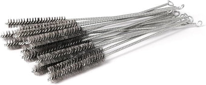 12 Inch Pipe Cleaning Brush Set with Stainless Steel Bristles, Steel Wire Tube Brush Kit for Auto Parts Polishing, Machining, Bottles, Tubes, Etc.（15mm-20pcs）