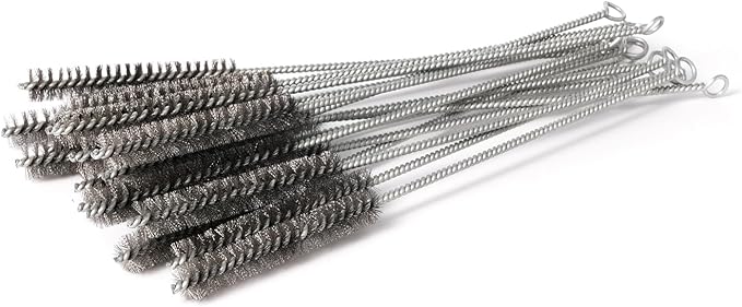 12 Inch Pipe Cleaning Brush Set with Stainless Steel Bristles, Steel Wire Tube Brush Kit for Auto Parts Polishing, Machining, Bottles, Tubes, Etc.（15mm-5pcs）