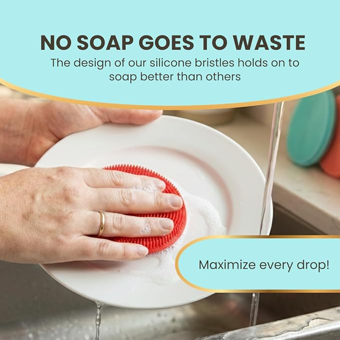 Silicone Sponge Dish Scrubber - Food Grade and Housecleaning - BPA Free Silicone Kitchen Scrubber [5 Pack Ovals Summer]