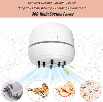 YUNYILAN Desktop Vacuum Cleaner USB Recharging, Portable Mini Vacuum Cleaner for Cleaning Eraser Crumbs, Dust, Crumbs, Computer Keyboard and Car (White)