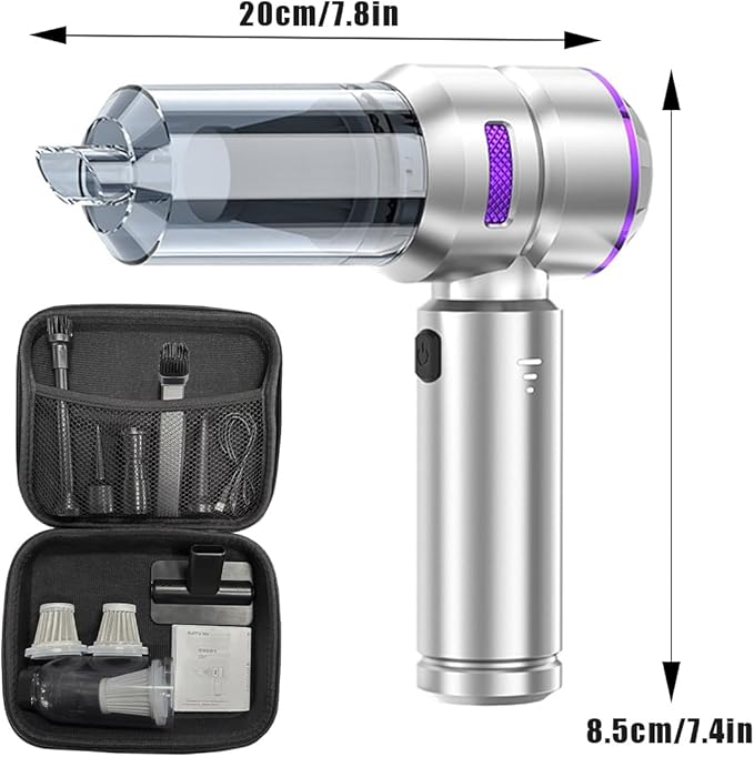 Cordless Car Vacuum Cleaner 16000Pa - 4 in 1 Handheld Vacuum Blower Inflator,Brushless Motor 80000RPM | Wet Dry | Washable Filter | Type-C Fast Charge for Car Home Office Pet Hair