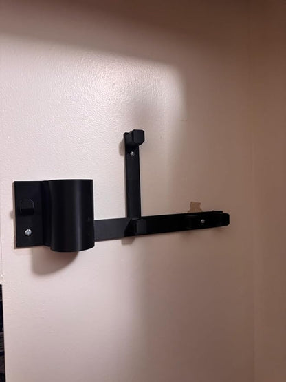 Wall Mount Holder for Hoto Wand Cordless Spin Scrubber, Space-Saving Tool Rack Storage Organizer, Hold Scrubber Accessible and Off Countertops | Keeps Bathroom & Kitchen Tools Neat (Black)