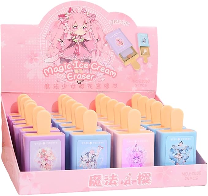 4pcs - Creative Ice Cream Styling Stationery Eraser Gradient Children's Fun Eraser-Magic Girl Magic Eraser (4 Pieces)
