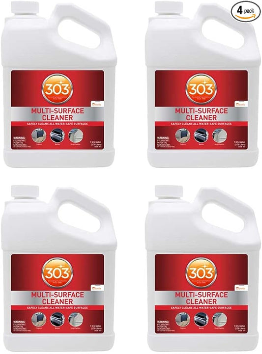 303 Products Multi-Surface Cleaner, Residue-Free Cleaning for Vinyl, Fabric, Plastic & More – Safe on All Water-Safe Surfaces, Sunbrella Recommended, 1 Gallon (4 Pack)